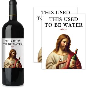 2pcs Funny Wine Bottle Labels – "This Used to Be Water" –Gag Gift, Novelty Wine Stickers for Easter, Birthday Parties, White Elephant Gift in Kuwait