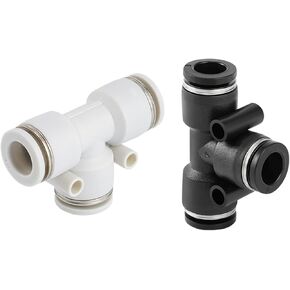 PE Black And White Plastic T-shaped Tee PU Pipe Quick Pneumatic Connector 6/8/10/12 1Pcs(白色PE-04) in Kuwait