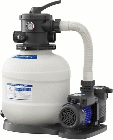 مضخة فلتر رمل AQUASTRONG لحمام السباحة فوق الأرض، ومضخات حمام السباحة فوق الأرض مع مؤقت، وفلتر رمل حمام السباحة مع صمام 6 اتجاهات، وتحسين الدورة الدموية والترشيح، 14 بوصة، حتى 13000 جالون in Kuwait