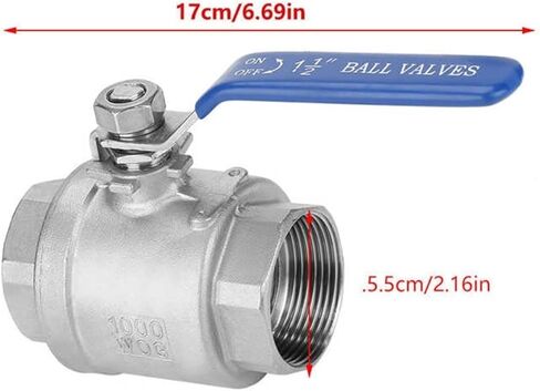 304 Stainless Steel Two-Piece Full Port Female Thread Ball Valve 1-1/2" DN40 1000 WOG Ball Valve(2′) in Kuwait