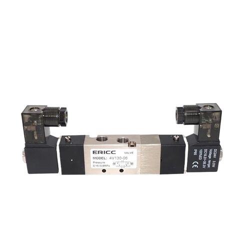 4V130C-06 Pneumatic Solenoid Valve, 3 Position 5 Way Closed Center, 1/4" Port, 24V DC and 220V AC Options for Air Cylinder Control(DC24V) in Saudi Arabia
