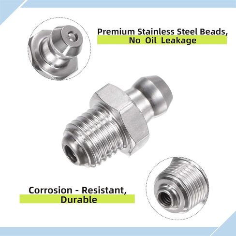 6 Pcs 304 Stainless Steel Straight Grease Fitting 1/8-28inch Thread Hydraulic Grease Fitting Accessories with 10 Pcs Dust Cover Cap in Kuwait