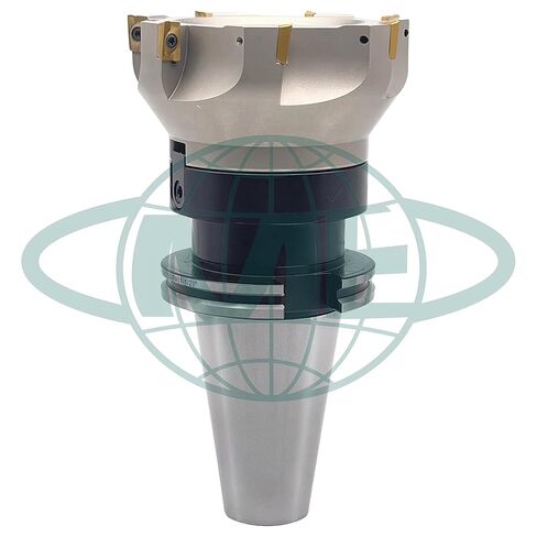 مطحنة وجه قابلة للفهرسة مقاس 5 بوصات 90 درجة CME مع CAT50 Arbor، تتضمن إدراجات APKT1604، 7 مزامير in Kuwait