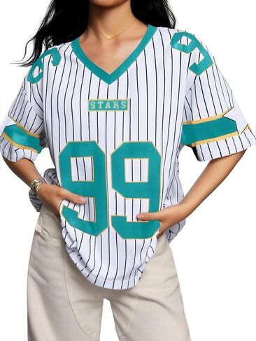 Jersey Shirts for Women Football Fans Tshirt Game Day Graphic Tees Sunday Funday Shirts V Neck Y2k Streetwear Tops in Saudi Arabia
