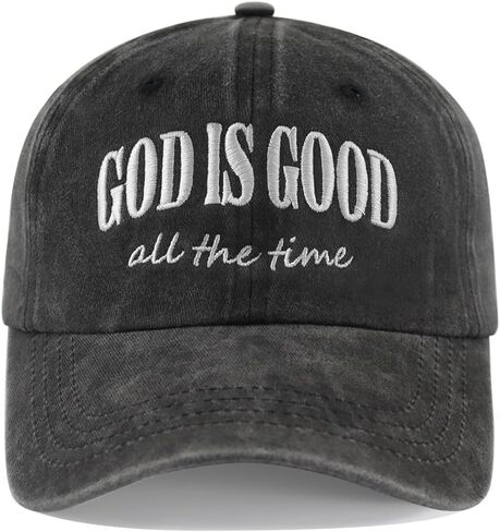God is Good All The Time Hat for Men Women, Adjustable Cotton Embroidered Jesus Christian Faith Baseball Cap in Saudi Arabia