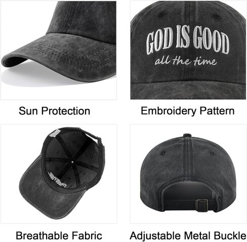 God is Good All The Time Hat for Men Women, Adjustable Cotton Embroidered Jesus Christian Faith Baseball Cap in Saudi Arabia
