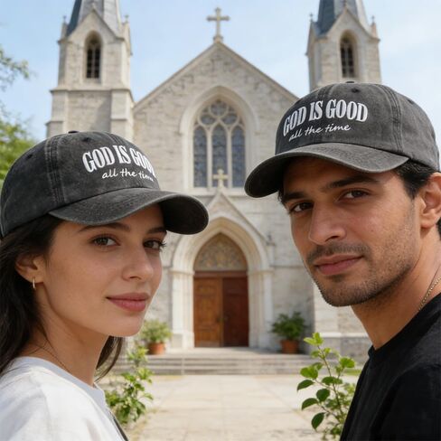 God is Good All The Time Hat for Men Women, Adjustable Cotton Embroidered Jesus Christian Faith Baseball Cap in Saudi Arabia