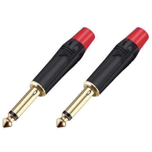10 قطعة 6.35 مللي متر كتم التوصيل 2 أقطاب أحادية 6.35 مللي متر سلك موصل 1/4 بوصة ذكر التوصيل ميكروفون موصل (أحمر) in Kuwait