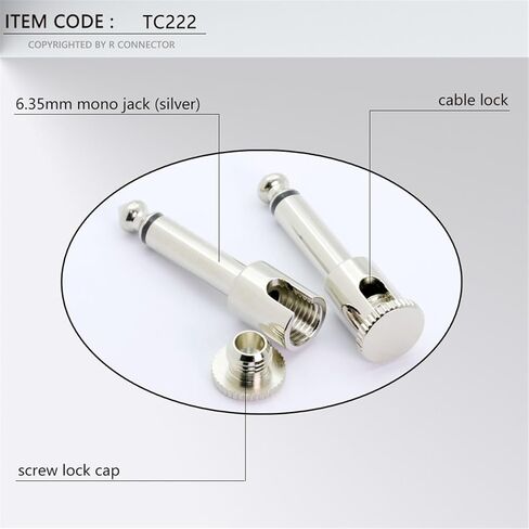 2 قطعة أحادية 6.35 مللي متر ذكر موصل قابس برغي نحاسي نوع لحام خالية 2 البولنديين 1/4 بوصة التوصيل ميكروفون جاك سلك موصل in Kuwait