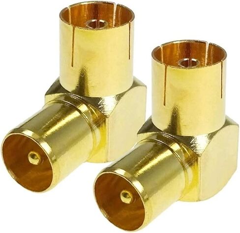Gold Plated TV Female to Male Right Angle Coax Adapter RF Antenna Cable Connector 1Pcs(1PCS) in Saudi Arabia