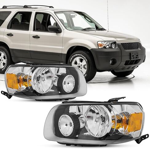 ل 2017 2018 2019 فورد إسكيب الهالوجين نوع مجموعة مصابيح أمامية ث/LED DRL العارض الأسود كشافات استبدال السائق والركاب زوج مجموعة مع المصابيح in Kuwait