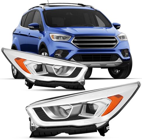 ل 2017 2018 2019 فورد إسكيب الهالوجين نوع مجموعة مصابيح أمامية ث/LED DRL العارض الأسود كشافات استبدال السائق والركاب زوج مجموعة مع المصابيح in Kuwait