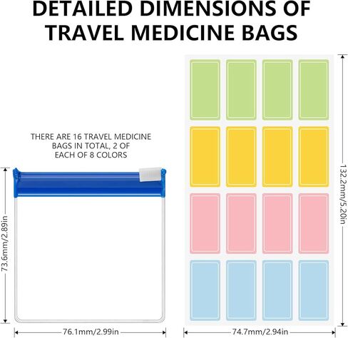 16 Pcs Mini Zipper Pouch, Reusable Pill Pouches for TravelPill Packets Ziplock, Small Leak-Proof Zipper Vitamin Bags for Travel, Pill Bag Storage for Makeup Medicine DIY Crafts Purse Organizer in Saudi Arabia