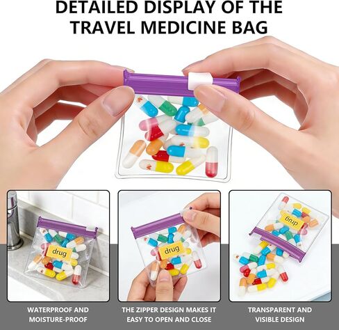 16 Pcs Mini Zipper Pouch, Reusable Pill Pouches for TravelPill Packets Ziplock, Small Leak-Proof Zipper Vitamin Bags for Travel, Pill Bag Storage for Makeup Medicine DIY Crafts Purse Organizer in Saudi Arabia