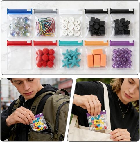 16 Pcs Mini Zipper Pouch, Reusable Pill Pouches for TravelPill Packets Ziplock, Small Leak-Proof Zipper Vitamin Bags for Travel, Pill Bag Storage for Makeup Medicine DIY Crafts Purse Organizer in Saudi Arabia