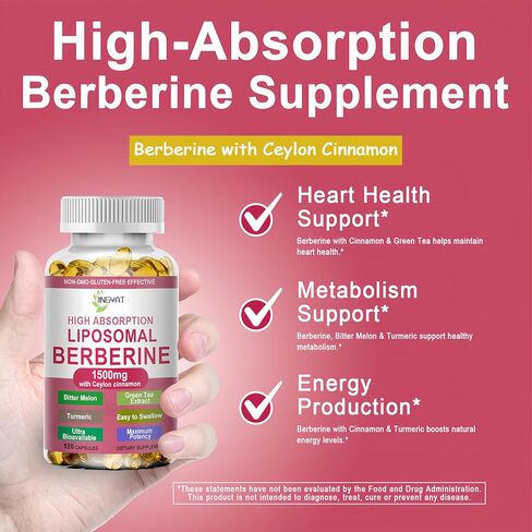 Berberine with Ceylon Cinnamon - Berberine Supplement 1500mg with Bitter Melon Turmeric for Metabolism, Immune & Digestive Health - High Absorption Extra Strength Berberine Softgels - Vegan, Non-GMO in Saudi Arabia