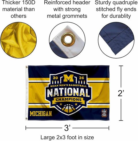 Michigan Team University Wolverines 2026 Basketball National Champions Small 2x3 Foot Flag in Saudi Arabia