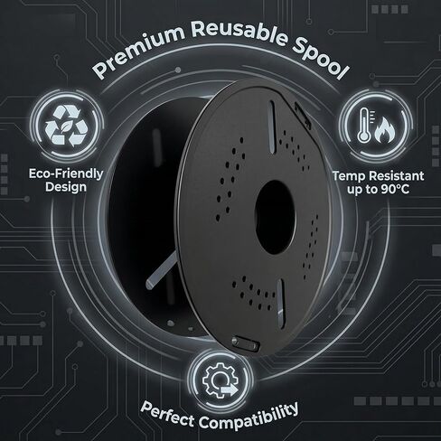Reusable 3D Printer Filament Spool, Black, Heat Resistant Up to 90°C, Compatible with Bambu Lab A1/A1 Mini/X1/X1C/X1E/X2C/P1P/P1S/P2S/H2 Series in Saudi Arabia
