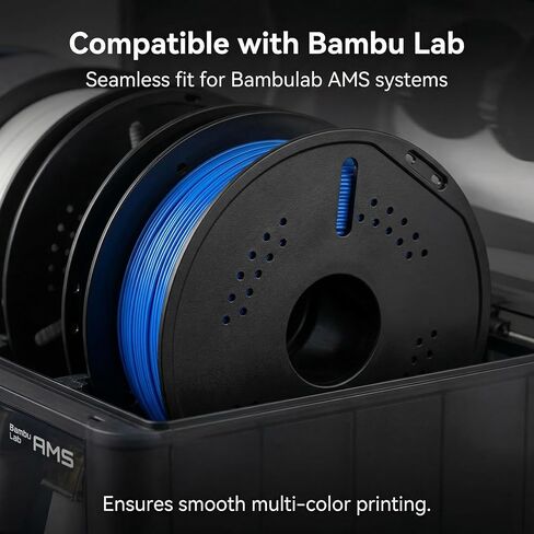 Reusable 3D Printer Filament Spool, Black, Heat Resistant Up to 90°C, Compatible with Bambu Lab A1/A1 Mini/X1/X1C/X1E/X2C/P1P/P1S/P2S/H2 Series in Saudi Arabia