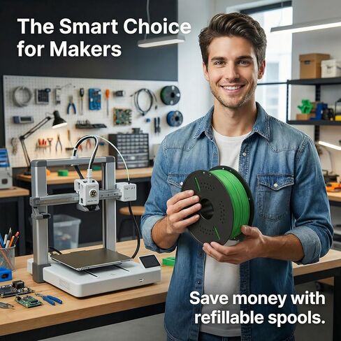 Reusable 3D Printer Filament Spool, Black, Heat Resistant Up to 90°C, Compatible with Bambu Lab A1/A1 Mini/X1/X1C/X1E/X2C/P1P/P1S/P2S/H2 Series in Saudi Arabia