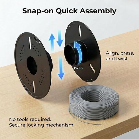 Reusable 3D Printer Filament Spool, Black, Heat Resistant Up to 90°C, Compatible with Bambu Lab A1/A1 Mini/X1/X1C/X1E/X2C/P1P/P1S/P2S/H2 Series in Saudi Arabia