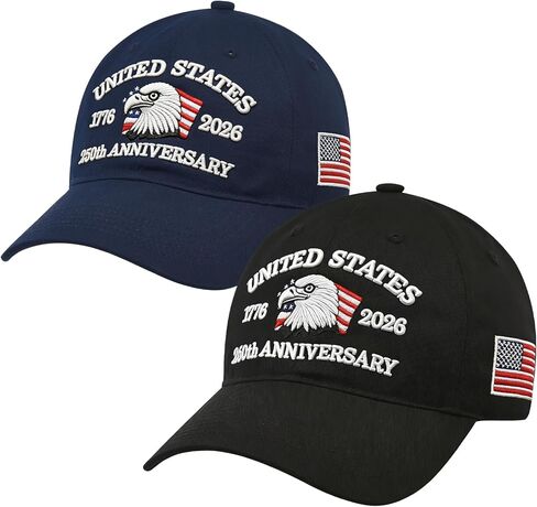 LCZTN 2 Pack 250th Anniversary USA Hat 2026 Patriotic Baseball Cap for Men Women,American 250 Year Anniversary Merchandise in Saudi Arabia