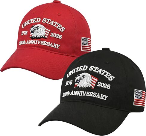 LCZTN 2 Pack 250th Anniversary USA Hat 2026 Patriotic Baseball Cap for Men Women,American 250 Year Anniversary Merchandise in Saudi Arabia