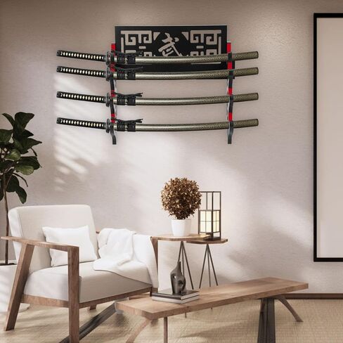Katana Mount Sword Holder Stand Wall Mount Katana Samurai Sword Display Rack Hanger Gifts for Christmas Japanese Wakizashi Katana Samurai Sword Hobby Collection for Men in Saudi Arabia