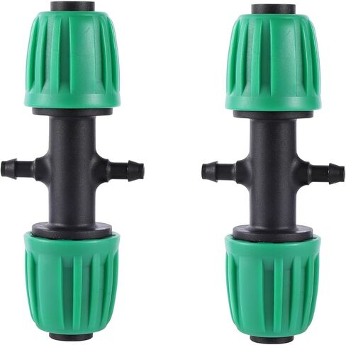 2 قطعة 16 مللي متر أنابيب البولي ايثيلين مقفل اقتران 2-Way 4 مللي متر موصل شائك 1/2 ''أنابيب 4/7 مللي متر خرطوم تركيبات حديقة الزراعة الري أداة (DN16 إلى 4 مللي متر أخضر) in Kuwait