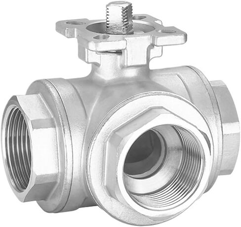 1PCS DN32 Three-Way Pneumatic high Platform Ball Valve Stainless Steel Three-Way Valve Pneumatic Internal Thread Valve Body(T-Type) in Kuwait