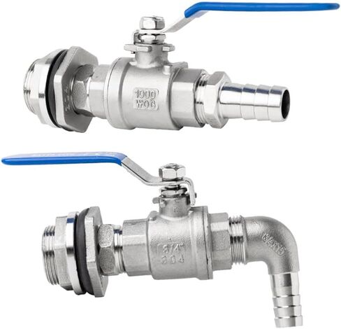 1PCS 13 14 15 16mm Hose Barb 1/2" 3/4" 1" 304 Stainless Steel Bulkhead Ball Valve Switch Water Tank Beer keg RO(3/4",Elbow 90 Degree_13MM Barb) in Kuwait