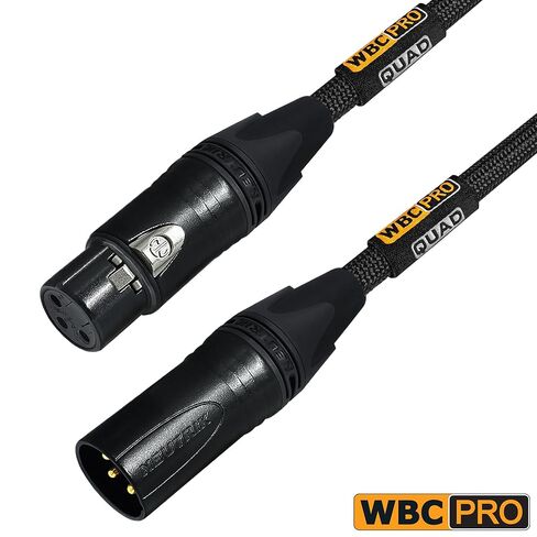 وحدتان - 125 قدمًا - كابل WBC-PRO-Quad فائق الصمت والمرن ومتوازن للغاية مع مقابس Neutrik ذكر وأنثى XLR وسترة تويد سوداء in Saudi Arabia