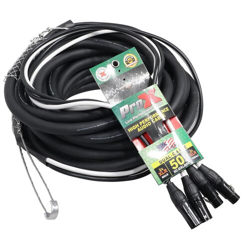 Prox XC-DXLR50 كابل صوت مزدوج متوازن XLR-M إلى ثنائي XLR-F عالي الأداء - 50 قدم in Kuwait