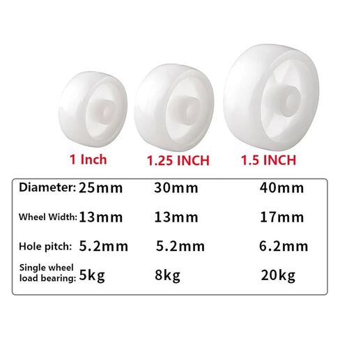 10 Pieces/lot 1 inch Single Wheel Light White Pp Plastic Small Diameter 25mm Smooth Sheet Folding Bed Pulley in Saudi Arabia