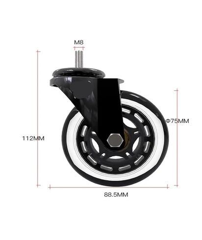 5-Pack 3-inch PU Screw Roller ice Wheel electrophoresis Scooter Universal Silent Caster in Saudi Arabia