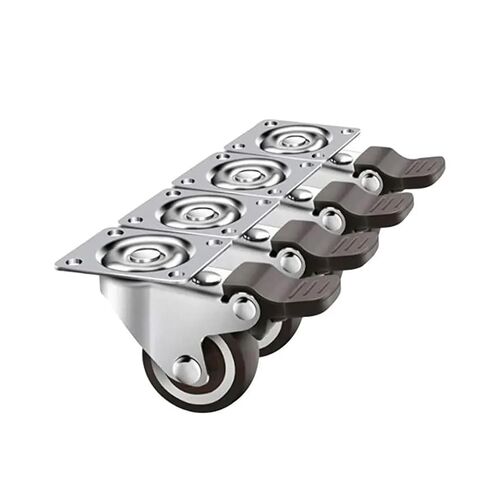 5 PCS 2 Inch Silent Heavy Duty PU Swivel Casters and Flatbed Trolley Steerable Casters/Trailer Wheels with Brakes in Saudi Arabia