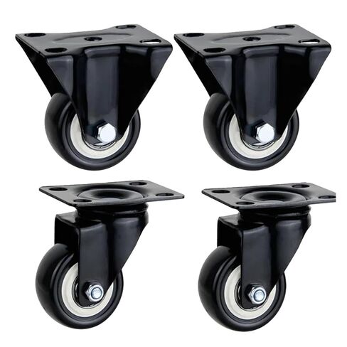 4PCS Heavy Duty casters Rubber Wheel Roller Furniture Wheel Caster 360 Degree Caster Industrial with Brake Office Caster(4 Fixed Wheels,1.5 Inch) in Saudi Arabia