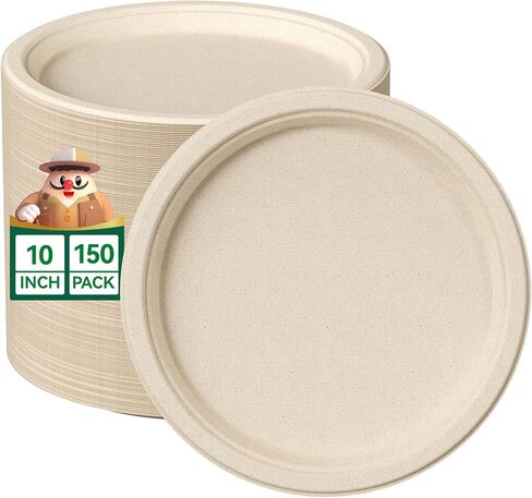 JOLLY CHEF 100% Compostable Small Paper Plates, 200 Pack 6 Inch Heavy Duty Dessert Plates, Disposable Biodegradable Eco-Friendly Sugarcane, Bulk White in Saudi Arabia