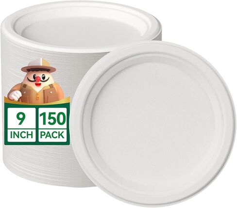 JOLLY CHEF 100% Compostable Small Paper Plates, 200 Pack 6 Inch Heavy Duty Dessert Plates, Disposable Biodegradable Eco-Friendly Sugarcane, Bulk White in Saudi Arabia