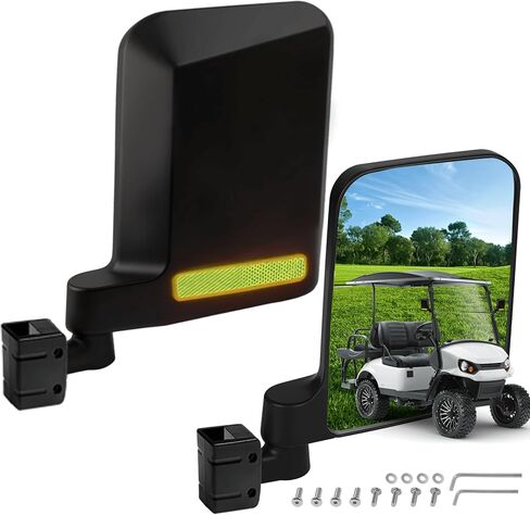 No Drilling Golf Cart Side Mirrors with Built-In Reflector, Universal HD Folding Side View Mirrors Fit EZGO, Club Car, Yamaha Golf Carts, for 0.75"/1"/1.25" Square Strut, Shatterproof Anti-Fog Glass in Saudi Arabia