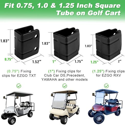 No Drilling Golf Cart Side Mirrors with Built-In Reflector, Universal HD Folding Side View Mirrors Fit EZGO, Club Car, Yamaha Golf Carts, for 0.75"/1"/1.25" Square Strut, Shatterproof Anti-Fog Glass in Saudi Arabia