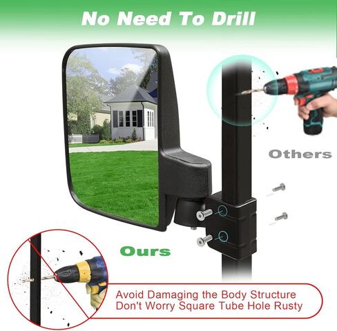 No Drilling Golf Cart Side Mirrors with Built-In Reflector, Universal HD Folding Side View Mirrors Fit EZGO, Club Car, Yamaha Golf Carts, for 0.75"/1"/1.25" Square Strut, Shatterproof Anti-Fog Glass in Saudi Arabia