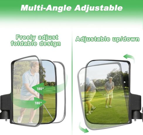 No Drilling Golf Cart Side Mirrors with Built-In Reflector, Universal HD Folding Side View Mirrors Fit EZGO, Club Car, Yamaha Golf Carts, for 0.75"/1"/1.25" Square Strut, Shatterproof Anti-Fog Glass in Saudi Arabia