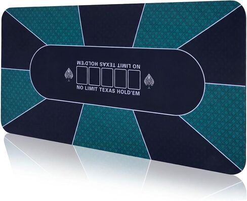 Giantex 70" x 35" Poker Table Top, 10 Players Texas Hold'em Poker Mat Layout with Carrying Bag, Non-Slip Rubber Bottom, Portable Foldable Poker Table Mat for Casino Board Game (Dark Turquoise) in Saudi Arabia