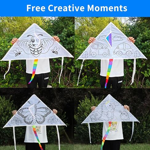 DIY Kids Color Filled Kites with Swivel Line,Colorful Life Painting Kite for Kids & Adults,Easy to Fly Kite Outdoor Park Grassland Activities in Saudi Arabia