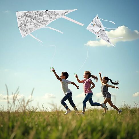 DIY Kids Color Filled Kites with Swivel Line,Colorful Life Painting Kite for Kids & Adults,Easy to Fly Kite Outdoor Park Grassland Activities in Saudi Arabia