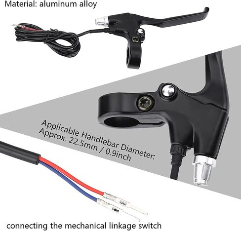 E Bike Brake Lever, Electric Bike Brake Replacement 2 Wire Brake Lever Set Waterproof Brake Levers for Most E Bikes in Saudi Arabia