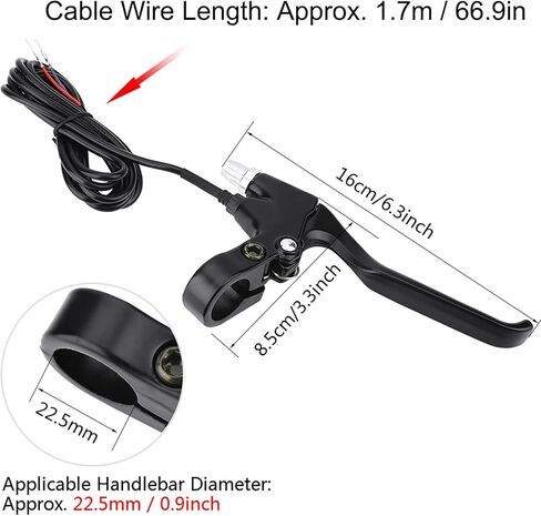 E Bike Brake Lever, Electric Bike Brake Replacement 2 Wire Brake Lever Set Waterproof Brake Levers for Most E Bikes in Saudi Arabia