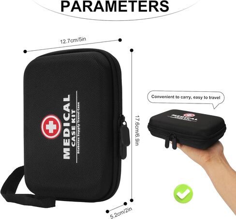 Hard Diabetes Travel Case for Accu-Chek/One Touch, Glucose Monitor Case for CareSens N for Glucose Meter, Insulin Pen, Blood Sugar Test Strips, Syringe, Needles and More Kits (Black) in Saudi Arabia