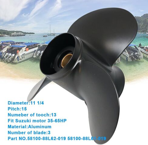 Boatman Boat Aluminum Propeller 11 1/4 x 15 fit Suzuki Outboard Engine 35-65 HP,13 Spline Tooth in Saudi Arabia